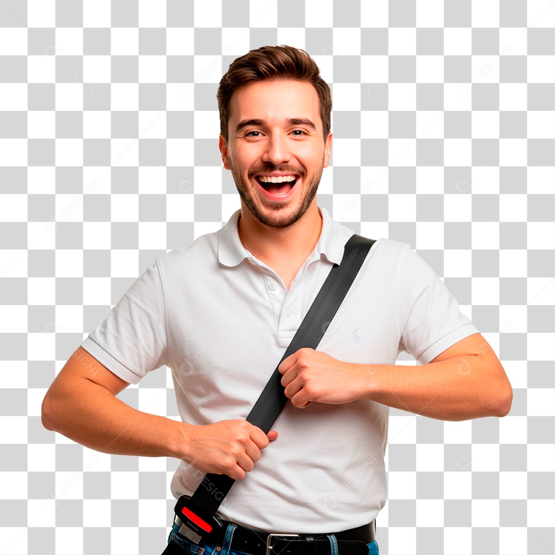 Homem com Cinto de Segurança PNG Transparente