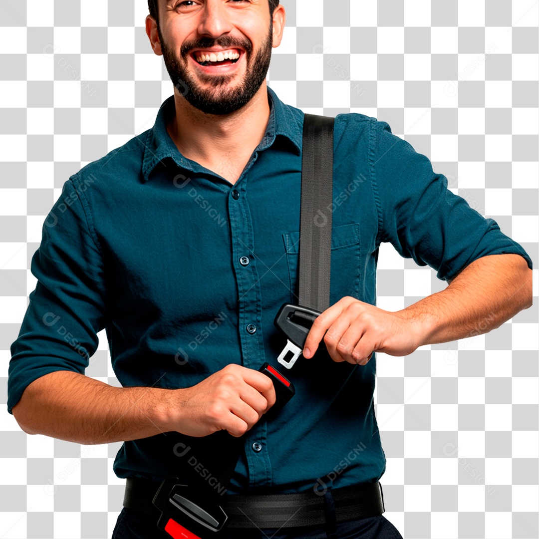 Homem com Cinto de Segurança PNG Transparente