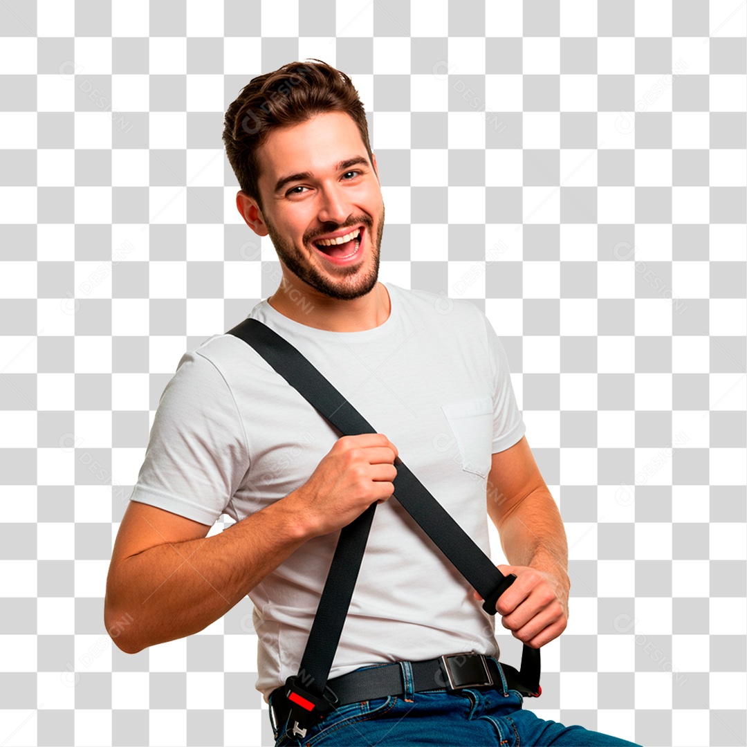 Homem com Cinto de Segurança PNG Transparente