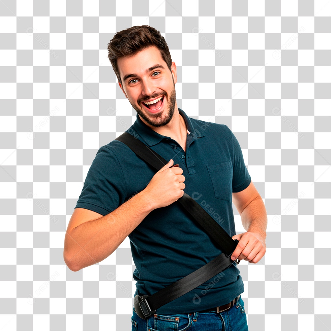 Homem com Cinto de Segurança PNG Transparente