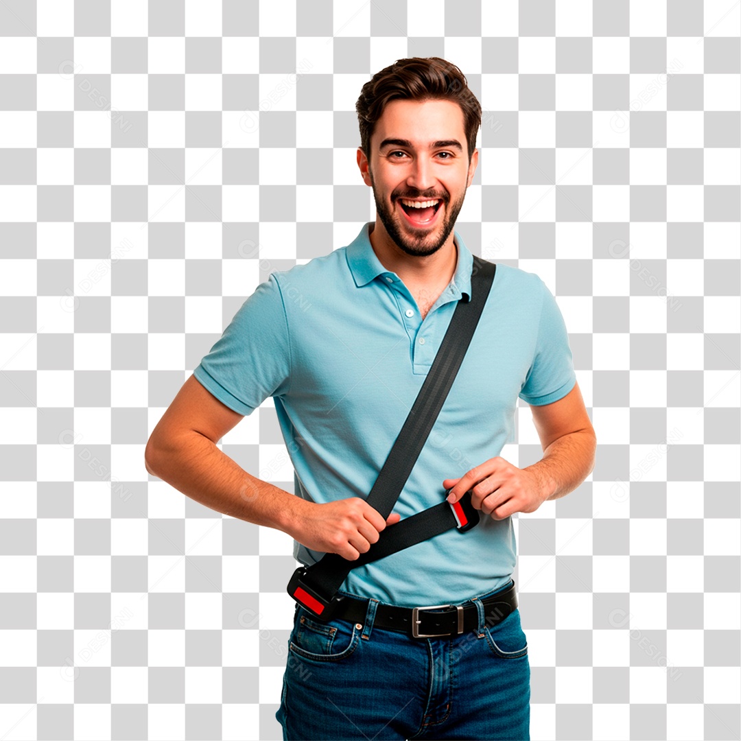 Homem com Cinto de Segurança PNG Transparente