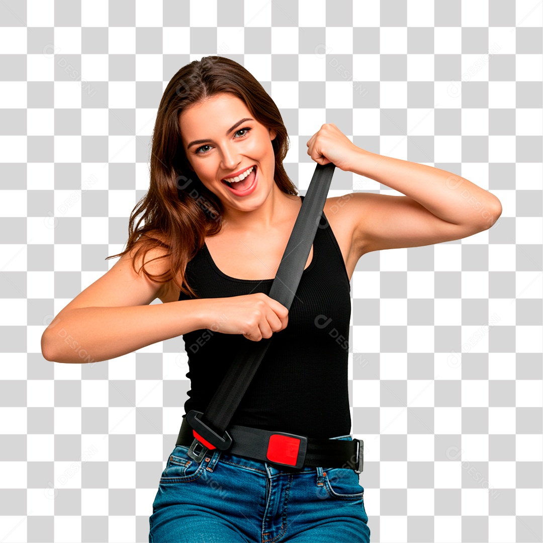 Mulher com Cinto de Segurança PNG Transparente