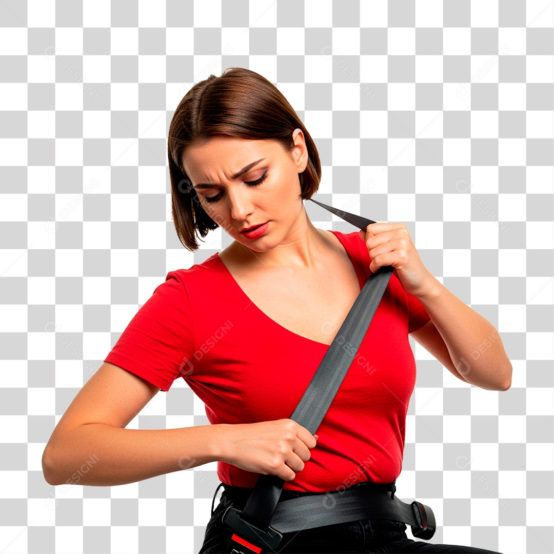 Mulher com Cinto de Segurança PNG Transparente
