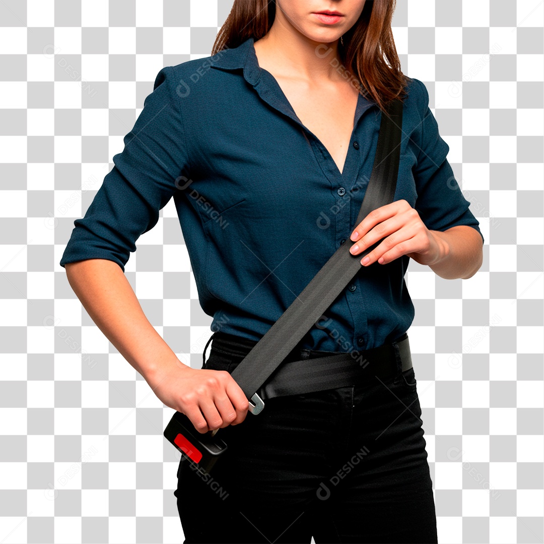 Mulher com Cinto de Segurança PNG Transparente