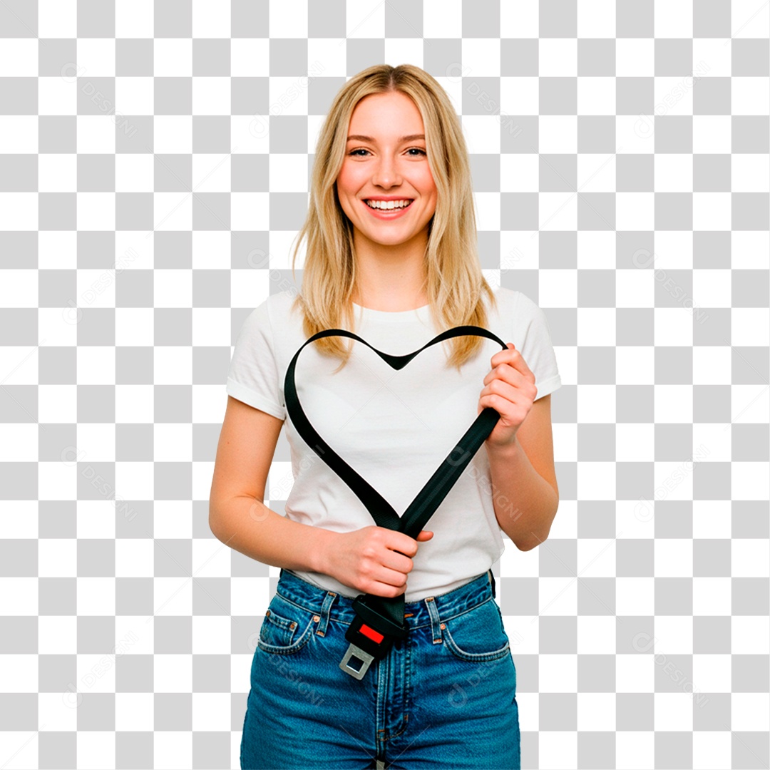 Mulher com Cinto de Segurança PNG Transparente