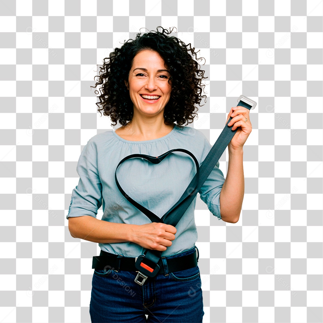Mulher com Cinto de Segurança PNG Transparente