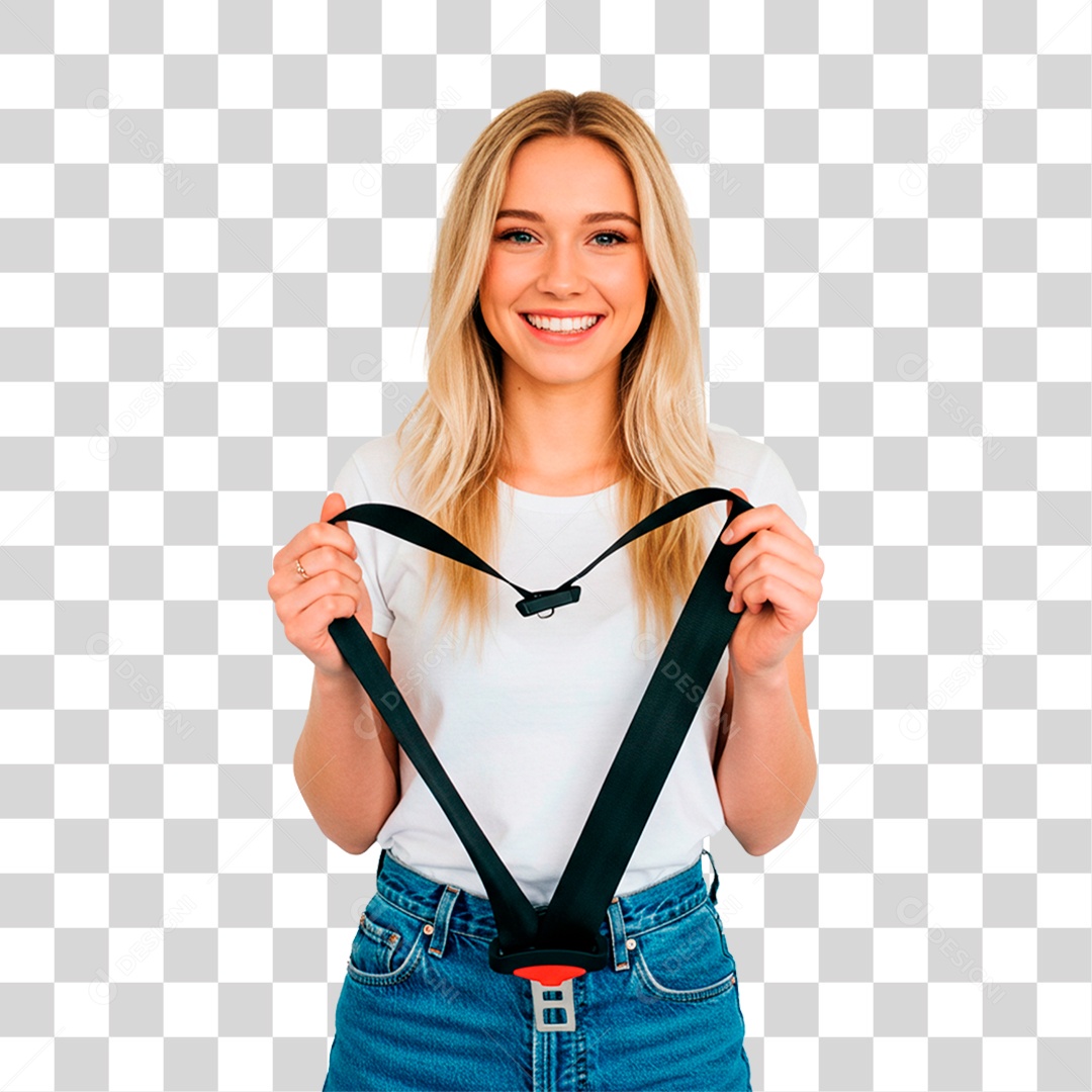 Mulher com Cinto de Segurança PNG Transparente