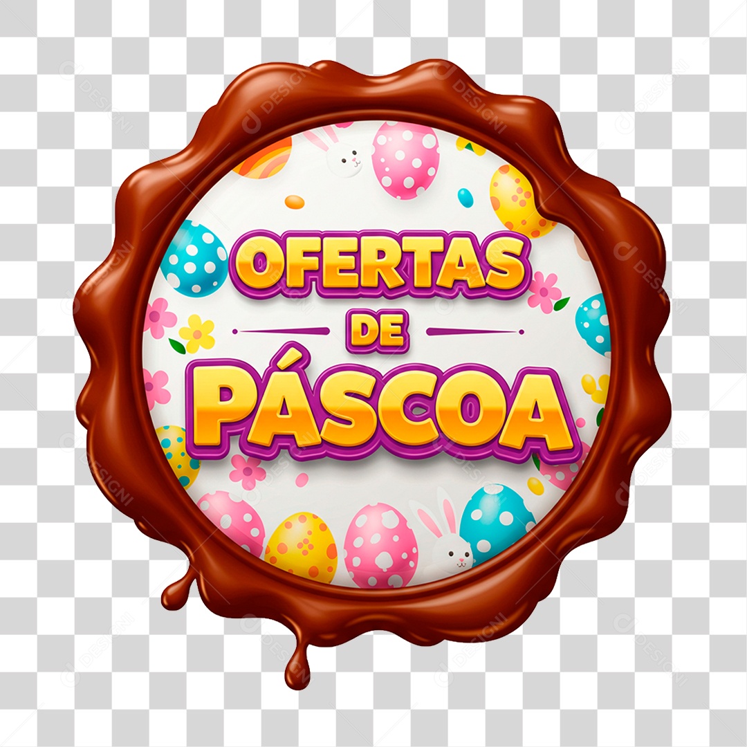 Selo 3D Ofertas de Páscoa PNG Transparente