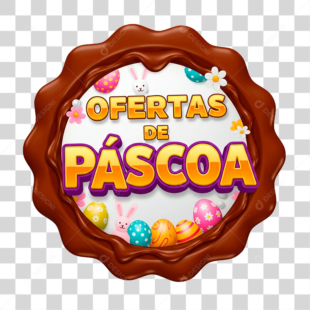 Selo 3D Ofertas de Páscoa PNG Transparente