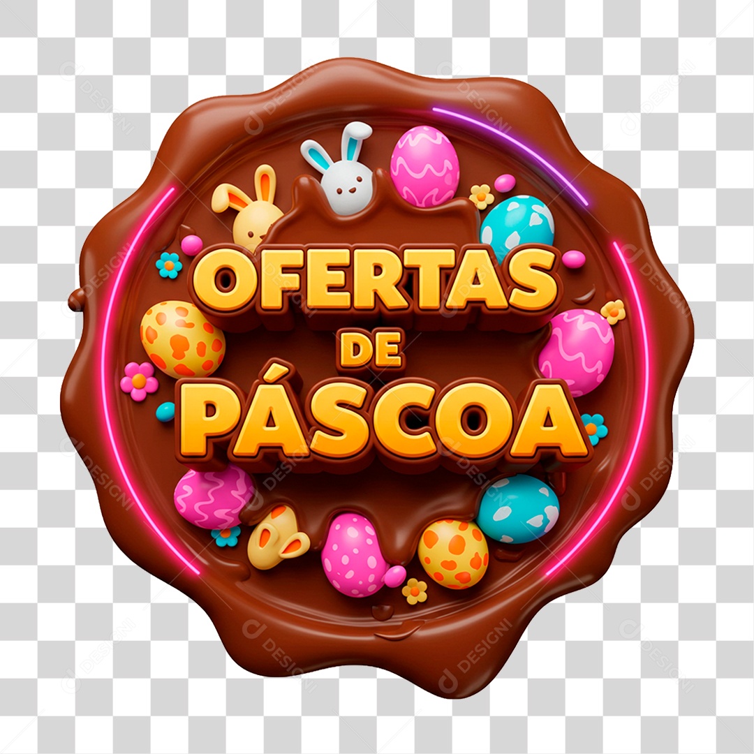 Selo 3D Ofertas de Páscoa PNG Transparente