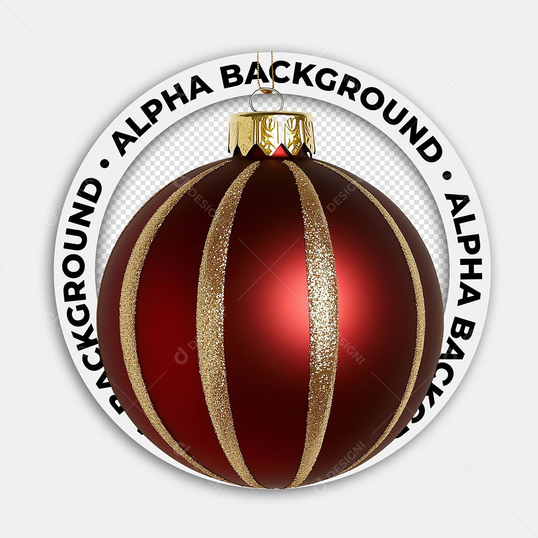 Bola de Enfeite Natalino Elemento 3D Vermelho para Composição PSD