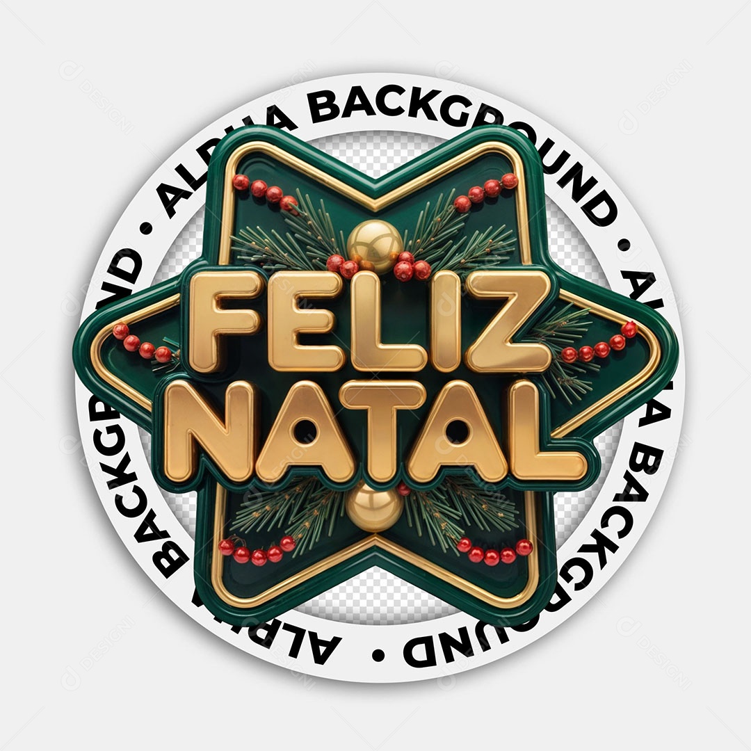 Selo 3D Feliz Natal Para Composição PSD