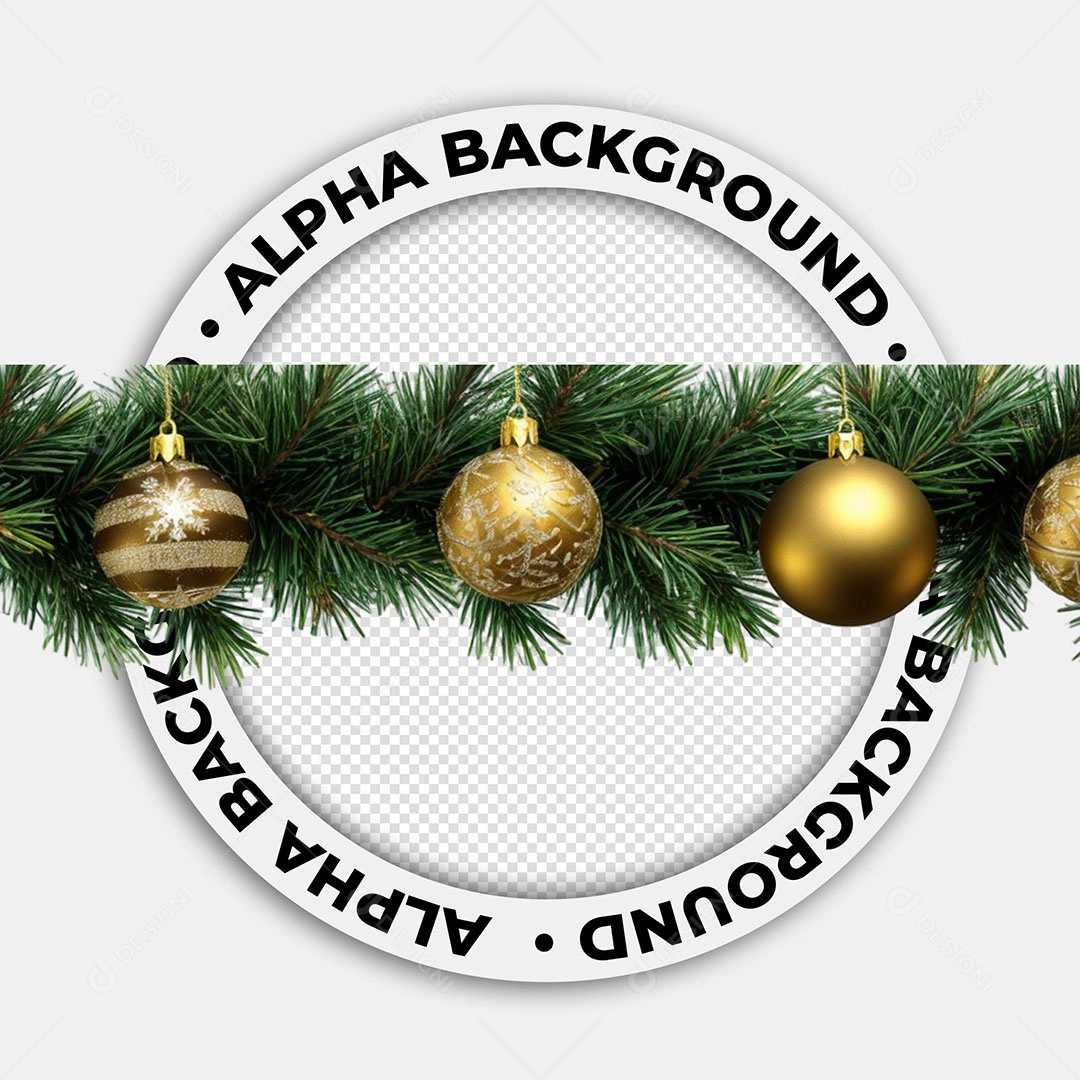 Bola e Festão Enfeite de Natal Elemento 3D para Composição PSD