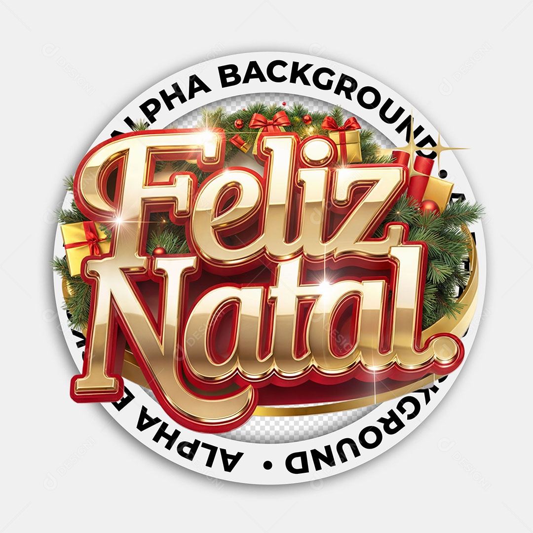 Selo 3D Feliz Natal Para Composição PSD