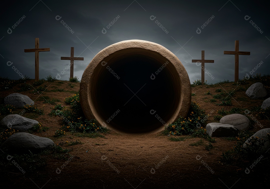 Retrato de Jesus Cristo sobre fundo cruz.