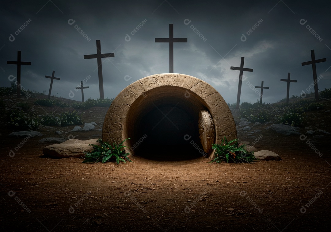 Retrato de Jesus Cristo sobre fundo cruz.