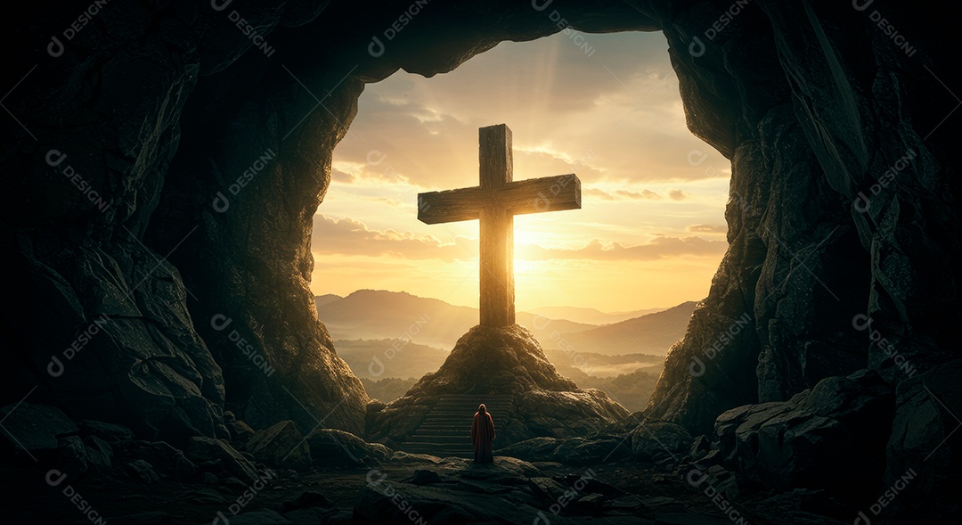 Silhueta de uma cruz.