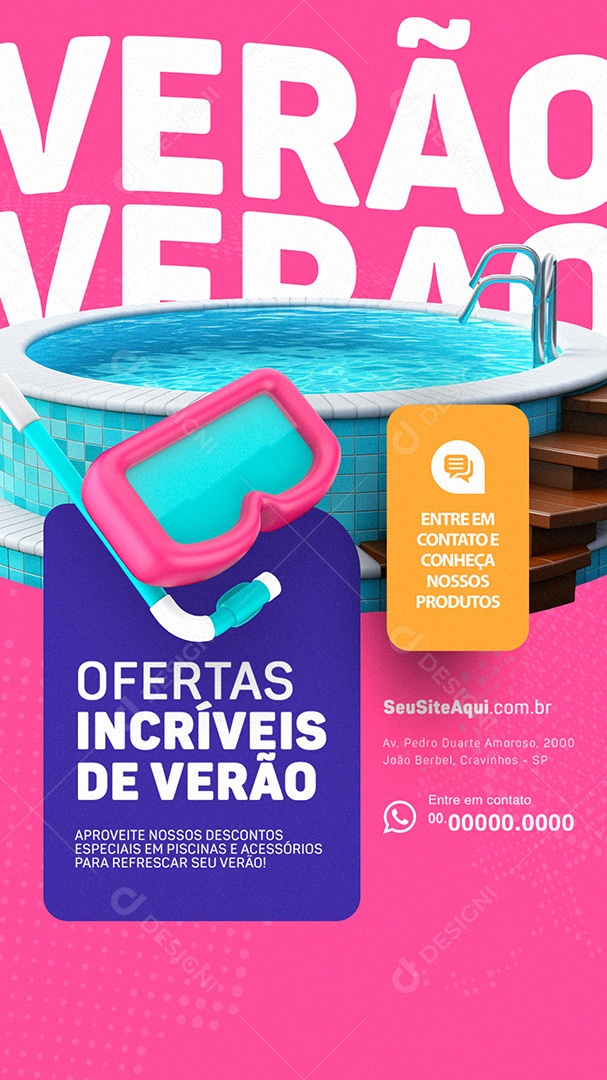 Story Loja de Piscinas Ofertas Incríveis de Verão Social Media PSD Editável