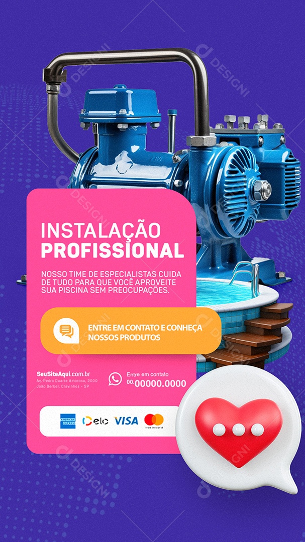 Story Loja de Piscinas Instalação Profissional Social Media PSD Editável