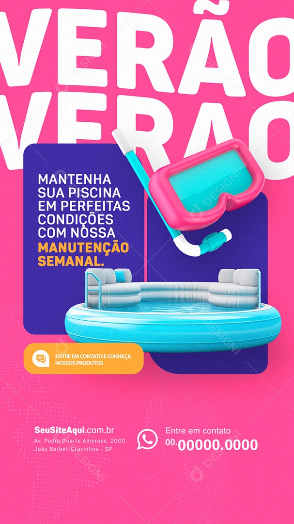 Story Loja de Piscinas Mantenha sua Piscina em Perfeitas Condições Verão Social Media PSD Editável