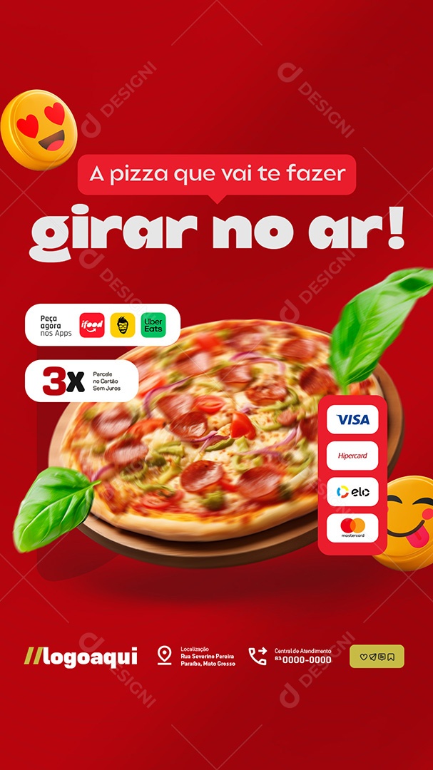 Story Pizzaria A Pizza Que Vai Te Fazer Girar no Ar Social Media PSD Editável