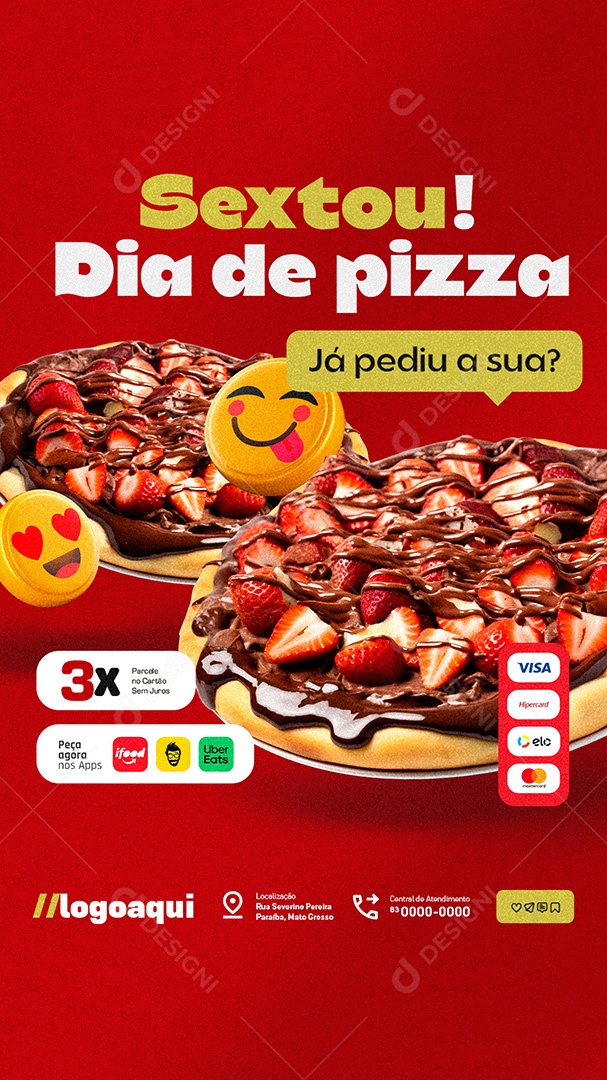 Story Pizzaria Sextou Dia de Pizza Social Media PSD Editável