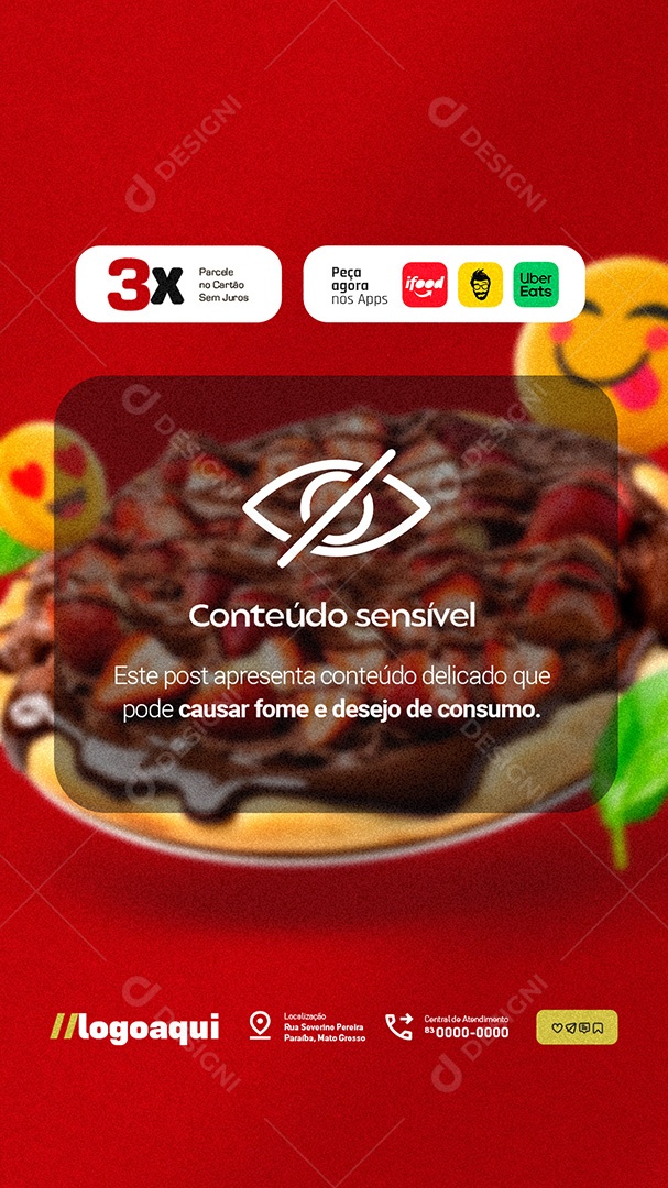 Story Pizzaria Conteúdo Sensível Social Media PSD Editável