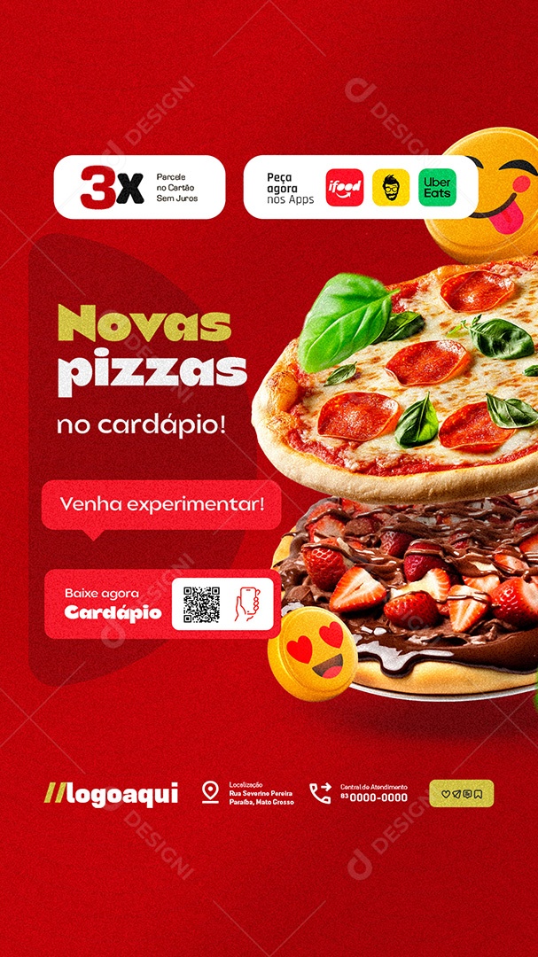 Story Pizzaria Novas Pizzas Social Media PSD Editável