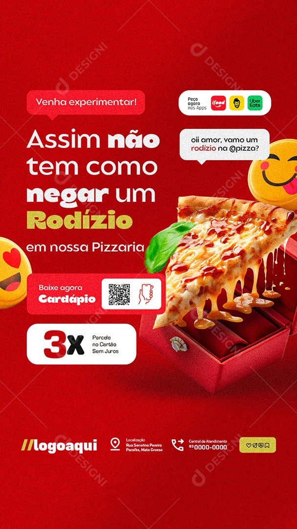 Story Pizzaria Assim não Tem Como Negar um Rodízio Social Media PSD Editável