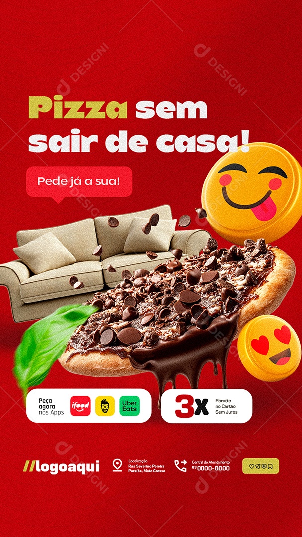 Story Pizzaria Pizza Sem Sair de Casa Social Media PSD Editável