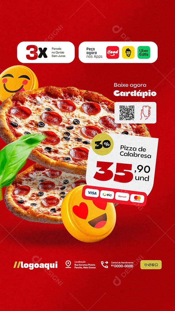 Story Pizzaria Pizza de Calabresa Social Media PSD Editável