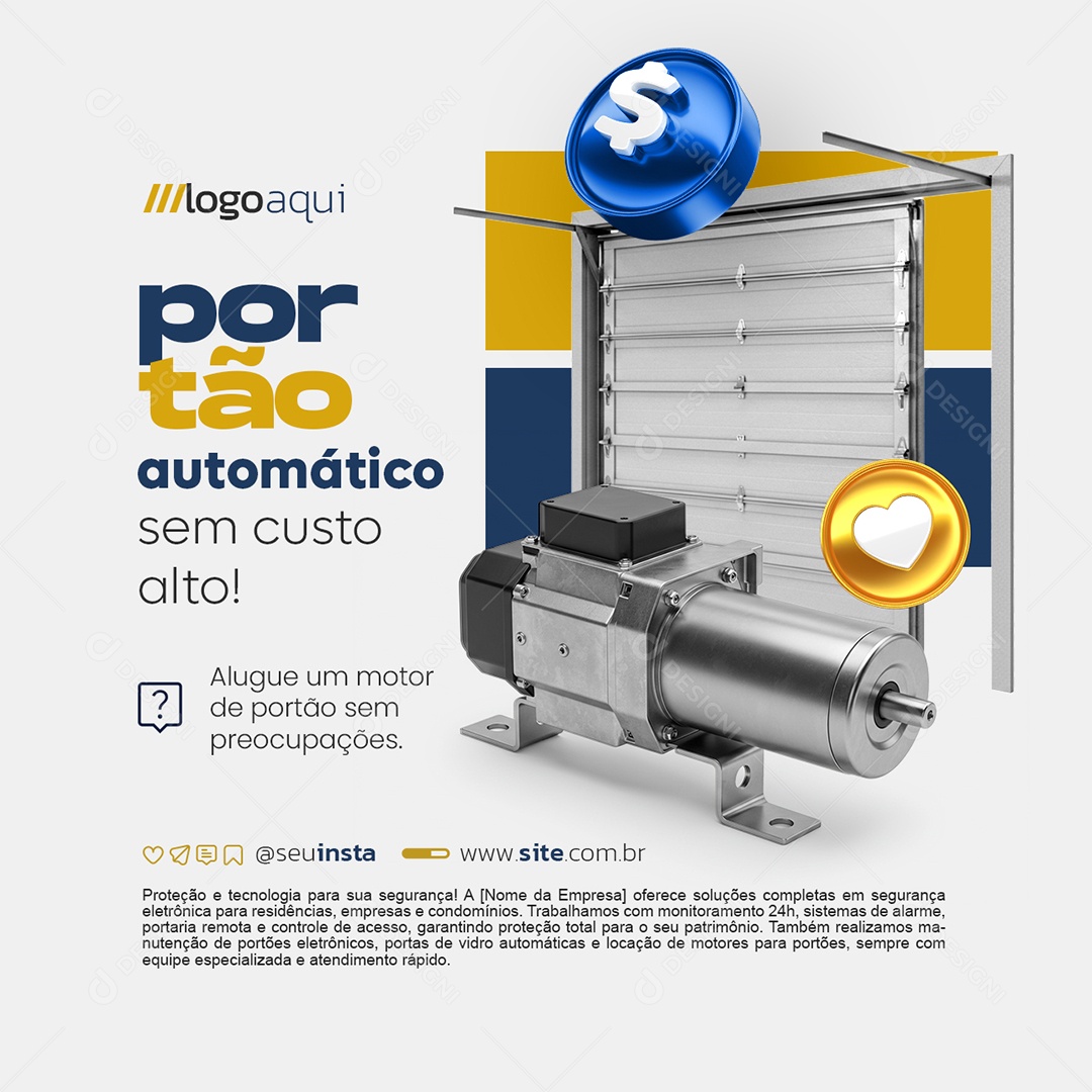 Segurança Portão Automático Social Media PSD Editável