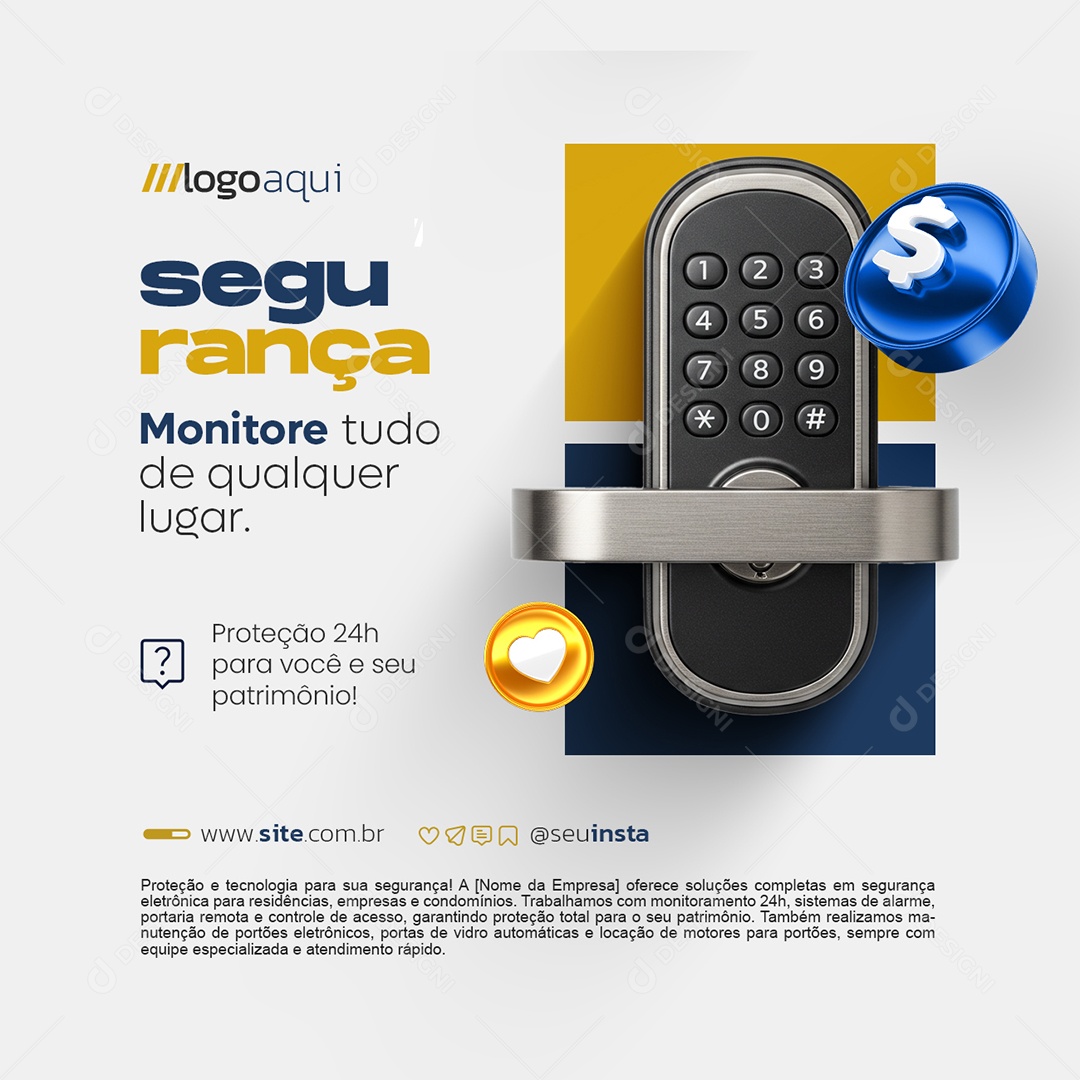 Segurança Monitore Tudo de Qualquer Lugar Social Media PSD Editável