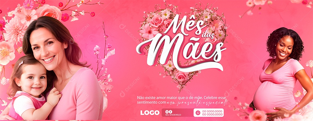 Mês das Mães Rosa 12 de Maio Social Media PSD Editável
