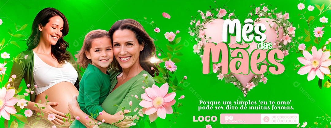 Mês das Mães Verde 12 de Maio Social Media PSD Editável