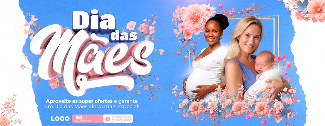 Dia Das Mães Azul 12 de Maio Social Media PSD Editável