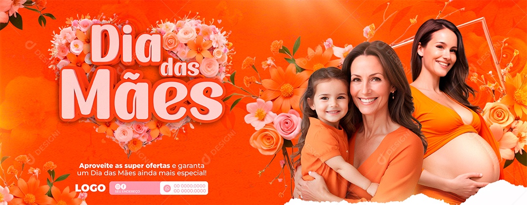 Dia Das Mães Laranja 12 de Maio Social Media PSD Editável