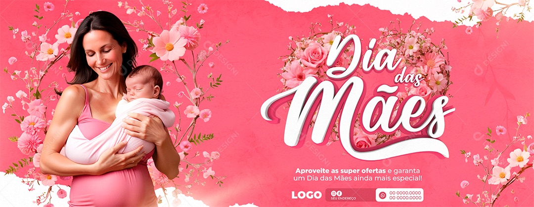 Dia Das Mães Rosa 12 de Maio Social Media PSD Editável