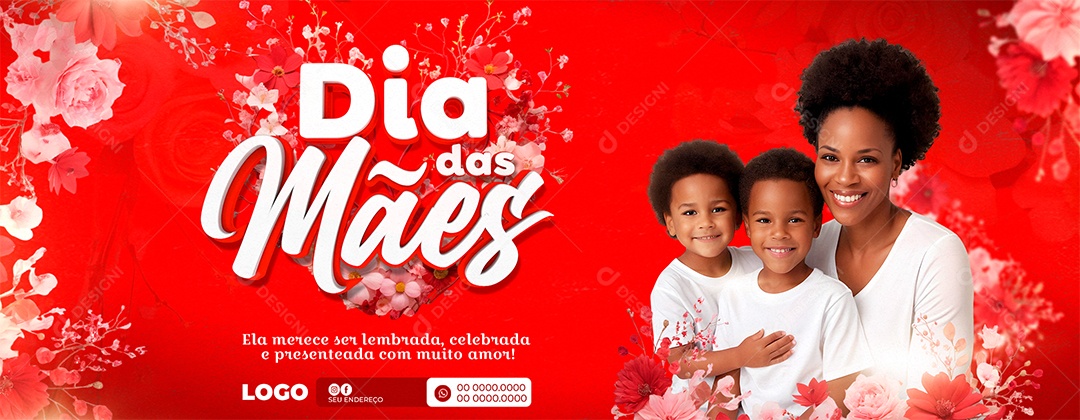 Dia Das Mães Vermelho 12 de Maio Social Media PSD Editável