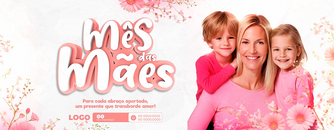 Mês Das Mães Branco 12 de Maio Social Media PSD Editável