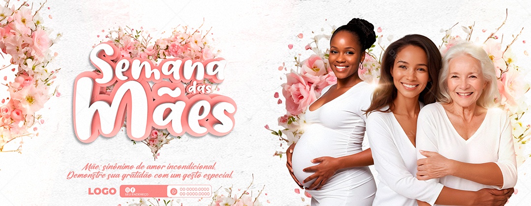 Semana Das Mães Branco 12 de Maio Social Media PSD Editável