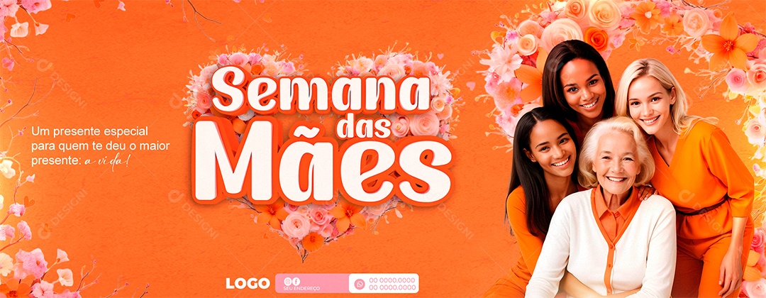 Semana Das Mães Laranja 12 de Maio Social Media PSD Editável
