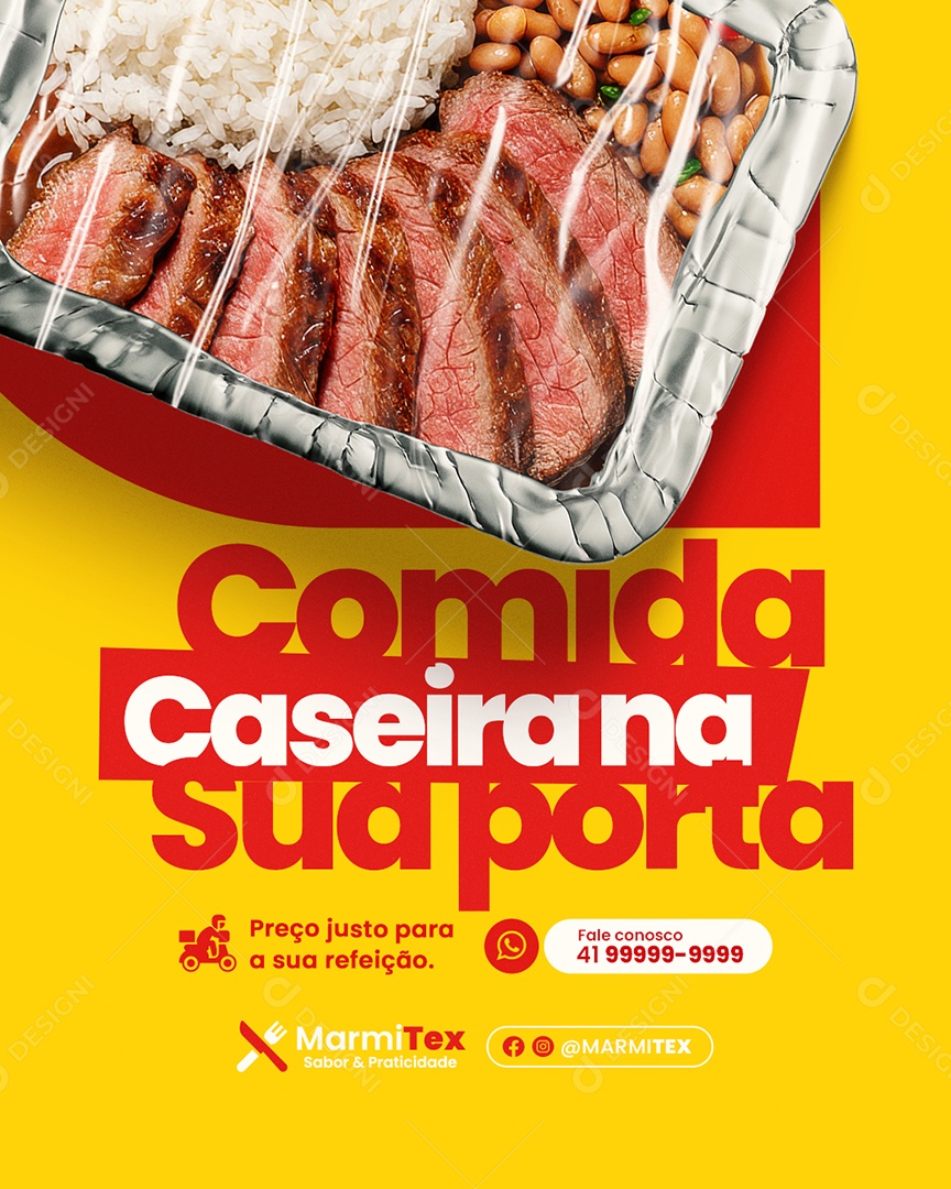 Marmitex Comida Caseira na Sua Porta Social Media PSD Editável
