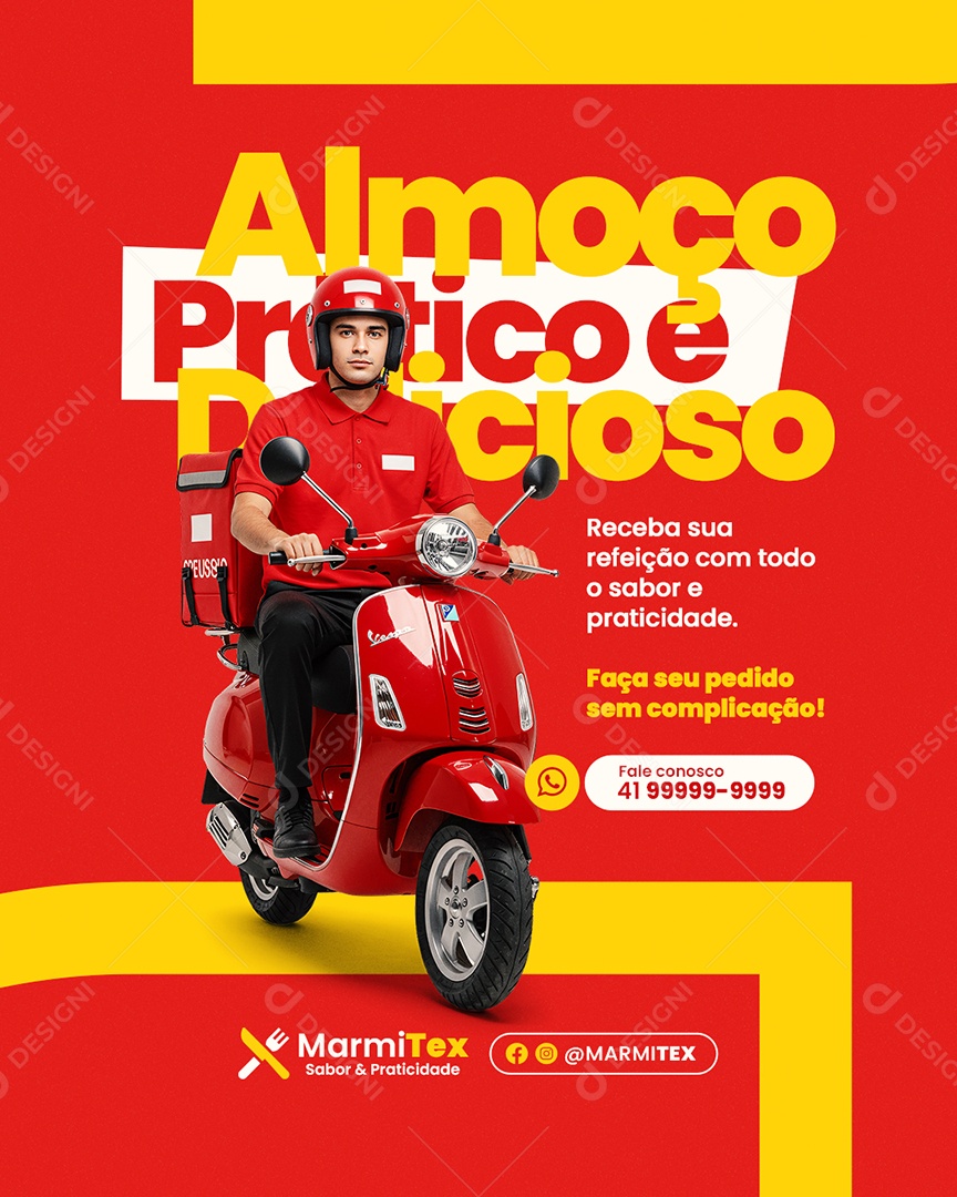 Marmitex Almoço Prático e Delicioso Social Media PSD Editável