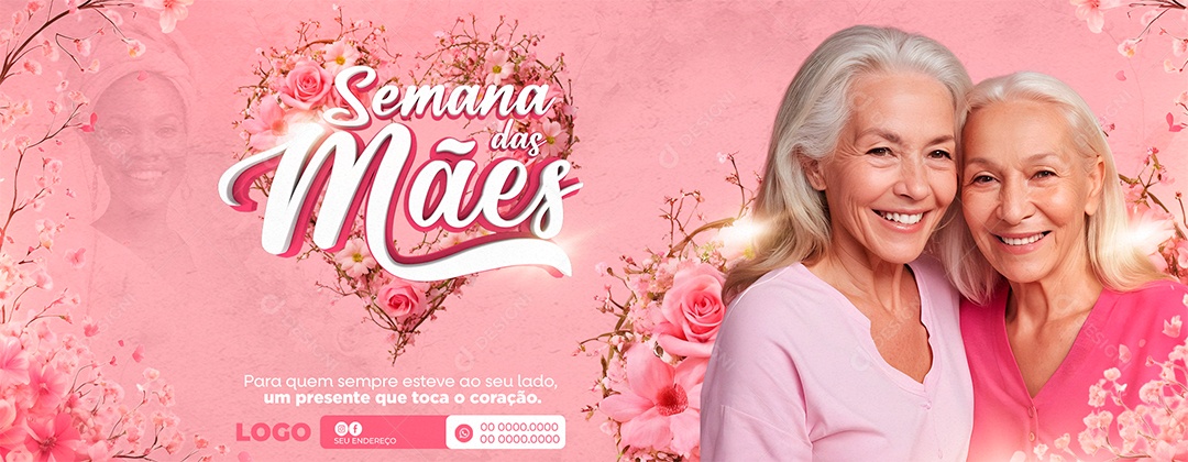 Semana Das Mães Rosa 12 de Maio Social Media PSD Editável