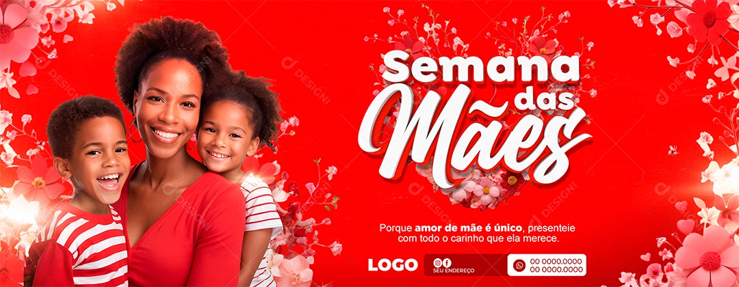 Semana Das Mães Vermelho 12 de Maio Social Media PSD Editável
