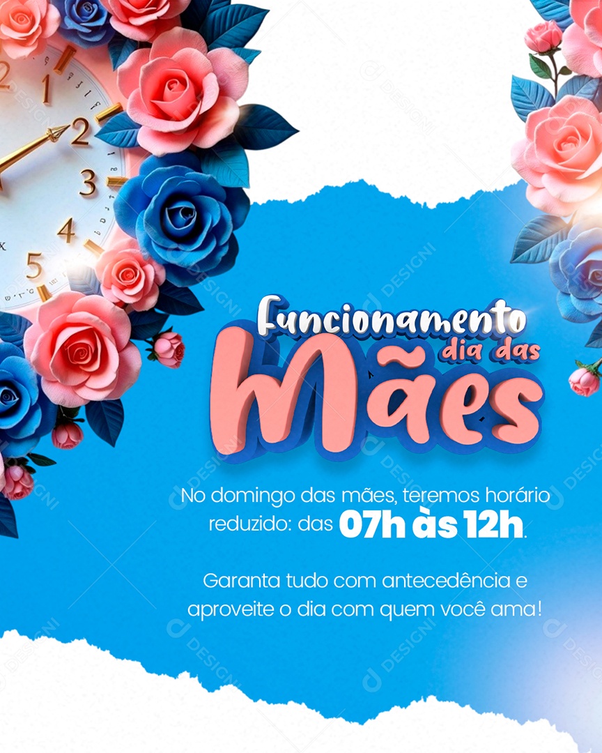 Horário de Dia Das Mães 12 de Maio Social Media PSD Editável