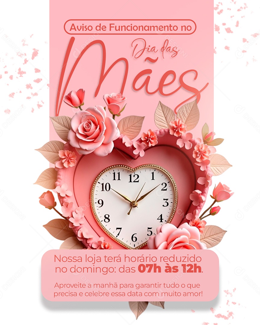 Horário de Dia Das Mães 12 de Maio Social Media PSD Editável
