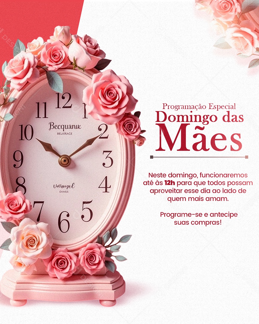 Horário de Dia Das Mães 12 de Maio Social Media PSD Editável