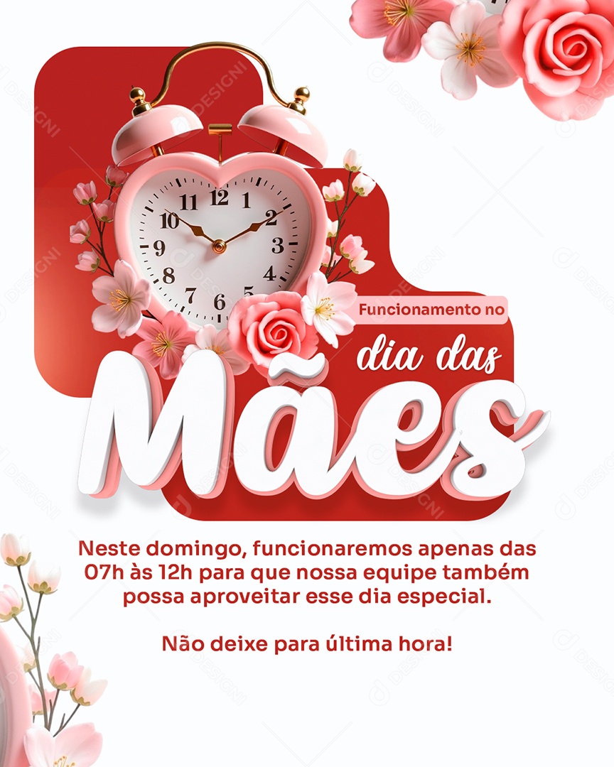 Horário de Dia Das Mães 12 de Maio Social Media PSD Editável